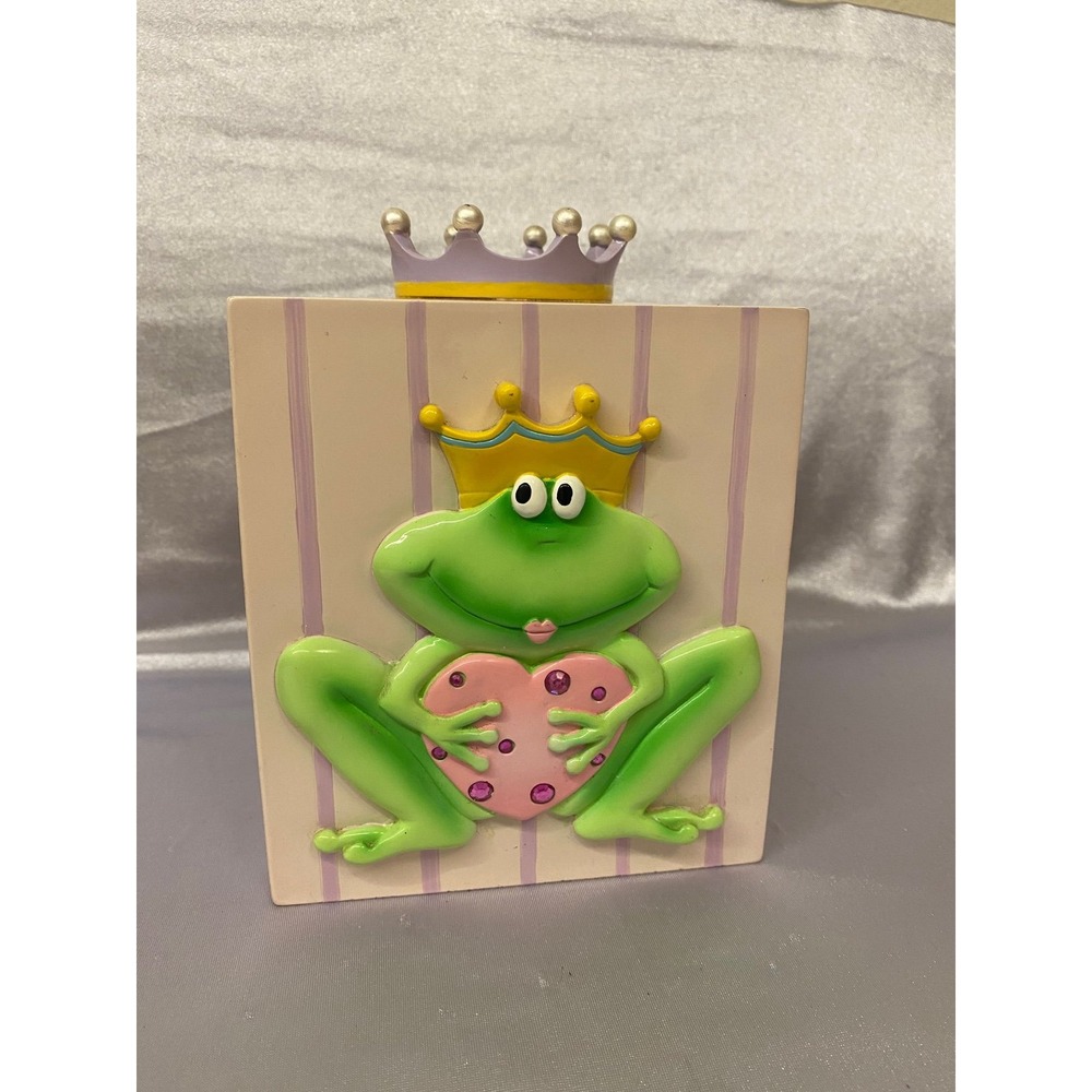 FROG PRINCESS W/HEART BATHROOM BEDROOM DECOR PINK / GREEN TISSUE BOX PREOWNED